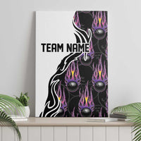 Personalized Bowling Flame Canvas Wall Art Black and White Split Pattern and Purple Fireball Graphics - Wonder Print Shop
