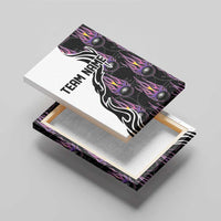 Personalized Bowling Flame Canvas Wall Art Black and White Split Pattern and Purple Fireball Graphics - Wonder Print Shop