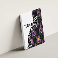 Personalized Bowling Flame Canvas Wall Art Black and White Split Pattern and Purple Fireball Graphics - Wonder Print Shop