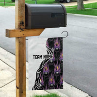 Personalized Bowling Flame Garden Flag Black and White Split Pattern and Purple Fireball Graphics - Wonder Print Shop
