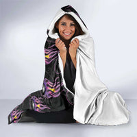 Personalized Bowling Flame Hooded Blanket Black and White Split Pattern and Purple Fireball Graphics - Wonder Print Shop