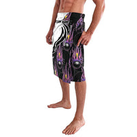 Personalized Bowling Flame Lavalava Black and White Split Pattern and Purple Fireball Graphics - Wonder Print Shop