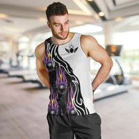 Personalized Bowling Flame Men Tank Top Black and White Split Pattern and Purple Fireball Graphics - Wonder Print Shop