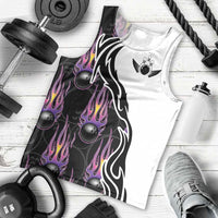Personalized Bowling Flame Men Tank Top Black and White Split Pattern and Purple Fireball Graphics - Wonder Print Shop