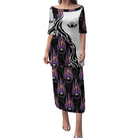 Personalized Bowling Flame Puletasi Black and White Split Pattern and Purple Fireball Graphics - Wonder Print Shop