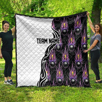 Personalized Bowling Flame Quilt Black and White Split Pattern and Purple Fireball Graphics - Wonder Print Shop