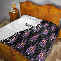 Personalized Bowling Flame Quilt Black and White Split Pattern and Purple Fireball Graphics - Wonder Print Shop