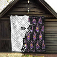 Personalized Bowling Flame Quilt Black and White Split Pattern and Purple Fireball Graphics - Wonder Print Shop