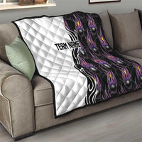 Personalized Bowling Flame Quilt Black and White Split Pattern and Purple Fireball Graphics - Wonder Print Shop