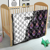 Personalized Bowling Flame Quilt Black and White Split Pattern and Purple Fireball Graphics - Wonder Print Shop