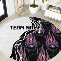 Personalized Bowling Flame Round Carpet Black and White Split Pattern and Purple Fireball Graphics - Wonder Print Shop