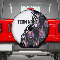 Personalized Bowling Flame Spare Tire Cover Black and White Split Pattern and Purple Fireball Graphics - Wonder Print Shop