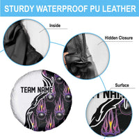Personalized Bowling Flame Spare Tire Cover Black and White Split Pattern and Purple Fireball Graphics - Wonder Print Shop