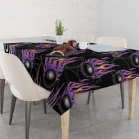 Personalized Bowling Flame Tablecloth Black and White Split Pattern and Purple Fireball Graphics - Wonder Print Shop