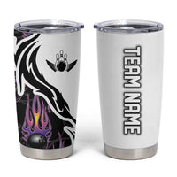 Personalized Bowling Flame Tumbler Cup Black and White Split Pattern and Purple Fireball Graphics - Wonder Print Shop