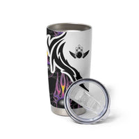 Personalized Bowling Flame Tumbler Cup Black and White Split Pattern and Purple Fireball Graphics - Wonder Print Shop