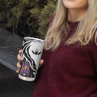 Personalized Bowling Flame Tumbler Cup Black and White Split Pattern and Purple Fireball Graphics - Wonder Print Shop