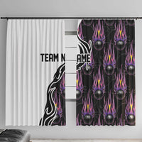 Personalized Bowling Flame Window Curtain Black and White Split Pattern and Purple Fireball Graphics - Wonder Print Shop