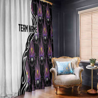 Personalized Bowling Flame Window Curtain Black and White Split Pattern and Purple Fireball Graphics - Wonder Print Shop