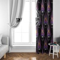Personalized Bowling Flame Window Curtain Black and White Split Pattern and Purple Fireball Graphics - Wonder Print Shop