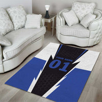 Personalized Bass Fishing Area Rug Jumping Fish and Blue White Lightning Pattern Design - Wonder Print Shop