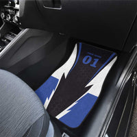 Personalized Bass Fishing Car Mats Jumping Fish and Blue White Lightning Pattern Design - Wonder Print Shop