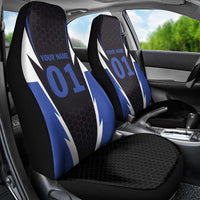 Personalized Bass Fishing Car Seat Cover Jumping Fish and Blue White Lightning Pattern Design - Wonder Print Shop