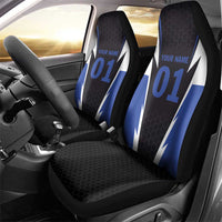 Personalized Bass Fishing Car Seat Cover Jumping Fish and Blue White Lightning Pattern Design - Wonder Print Shop