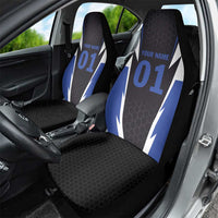 Personalized Bass Fishing Car Seat Cover Jumping Fish and Blue White Lightning Pattern Design - Wonder Print Shop