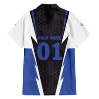 Personalized Bass Fishing Hawaiian Shirt Jumping Fish and Blue White Lightning Pattern Design - Wonder Print Shop
