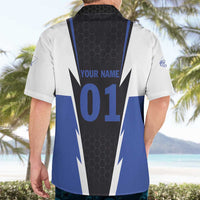 Personalized Bass Fishing Hawaiian Shirt Jumping Fish and Blue White Lightning Pattern Design - Wonder Print Shop