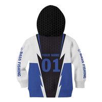 Personalized Bass Fishing Kid Hoodie Jumping Fish and Blue White Lightning Pattern Design - Wonder Print Shop