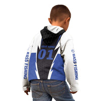Personalized Bass Fishing Kid Hoodie Jumping Fish and Blue White Lightning Pattern Design - Wonder Print Shop