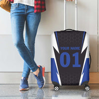 Personalized Bass Fishing Luggage Cover Jumping Fish and Blue White Lightning Pattern Design - Wonder Print Shop