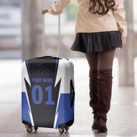 Personalized Bass Fishing Luggage Cover Jumping Fish and Blue White Lightning Pattern Design - Wonder Print Shop