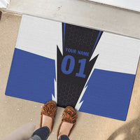 Personalized Bass Fishing Rubber Doormat Jumping Fish and Blue White Lightning Pattern Design - Wonder Print Shop