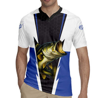 Personalized Bass Fishing Rugby Jersey Jumping Fish and Blue White Lightning Pattern Design - Wonder Print Shop
