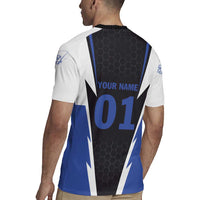 Personalized Bass Fishing Rugby Jersey Jumping Fish and Blue White Lightning Pattern Design - Wonder Print Shop