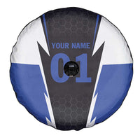 Personalized Bass Fishing Spare Tire Cover Jumping Fish and Blue White Lightning Pattern Design - Wonder Print Shop