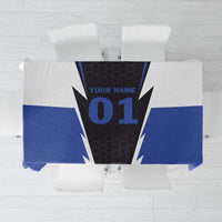 Personalized Bass Fishing Tablecloth Jumping Fish and Blue White Lightning Pattern Design - Wonder Print Shop