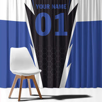 Personalized Bass Fishing Window Curtain Jumping Fish and Blue White Lightning Pattern Design - Wonder Print Shop