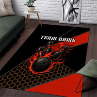 Personalized Bowling Tournament Area Rug Ball Strike Black And Red Custom Bowling Team - Wonder Print Shop