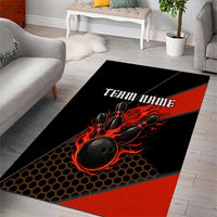 Personalized Bowling Tournament Area Rug Ball Strike Black And Red Custom Bowling Team - Wonder Print Shop
