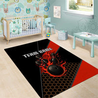 Personalized Bowling Tournament Area Rug Ball Strike Black And Red Custom Bowling Team - Wonder Print Shop