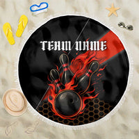 Personalized Bowling Tournament Beach Blanket Ball Strike Black And Red Custom Bowling Team - Wonder Print Shop