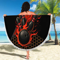 Personalized Bowling Tournament Beach Blanket Ball Strike Black And Red Custom Bowling Team - Wonder Print Shop