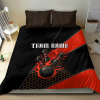 Personalized Bowling Tournament Bedding Set Ball Strike Black And Red Custom Bowling Team - Wonder Print Shop