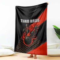 Personalized Bowling Tournament Blanket Ball Strike Black And Red Custom Bowling Team - Wonder Print Shop