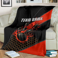 Personalized Bowling Tournament Blanket Ball Strike Black And Red Custom Bowling Team - Wonder Print Shop