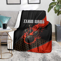 Personalized Bowling Tournament Blanket Ball Strike Black And Red Custom Bowling Team - Wonder Print Shop